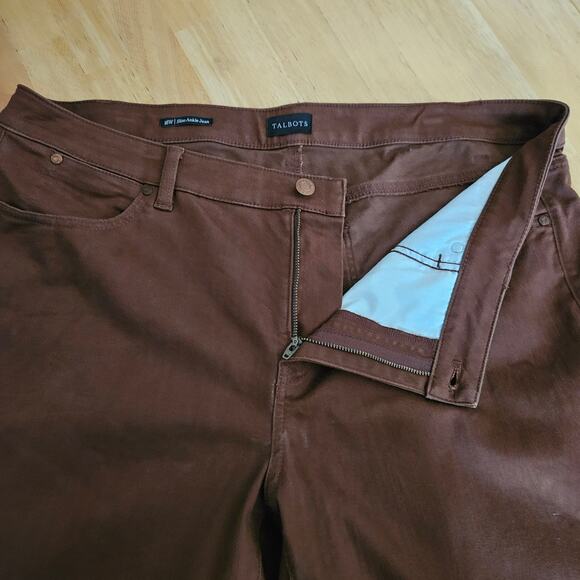 Talbots Brown Slim Ankle Jean Slimming Stretch Sz 16W EUC - Picture 4 of 7